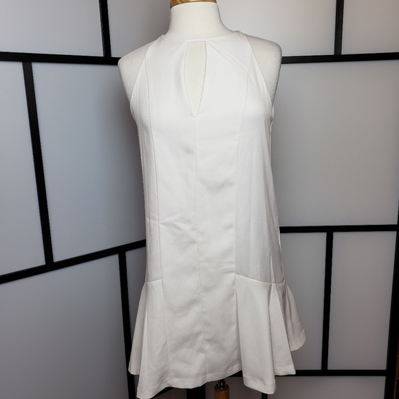 Parker Dresses & Skirts - Parker white halter keyhole, flounced mini dress